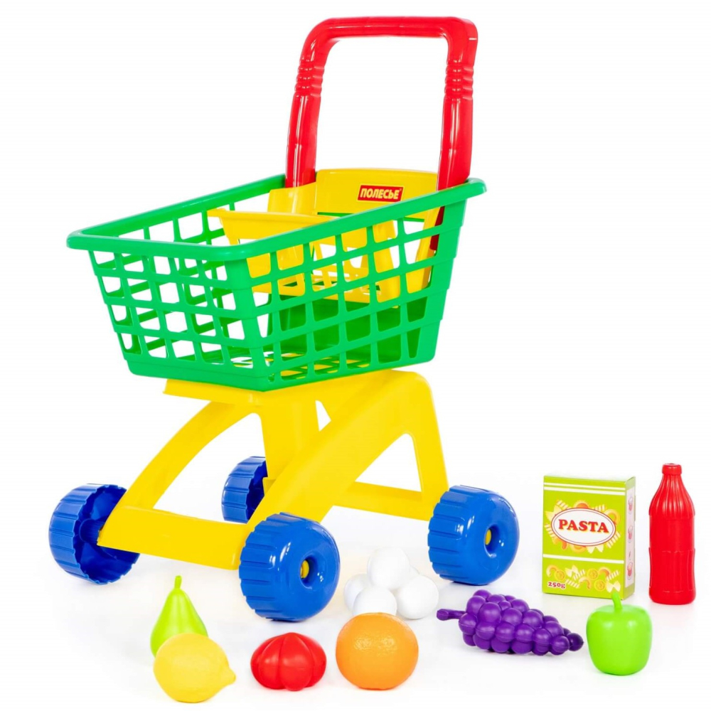 Тележка ПОЛЕСЬЕ для маркета + набор продуктов №8 12 эл 61928