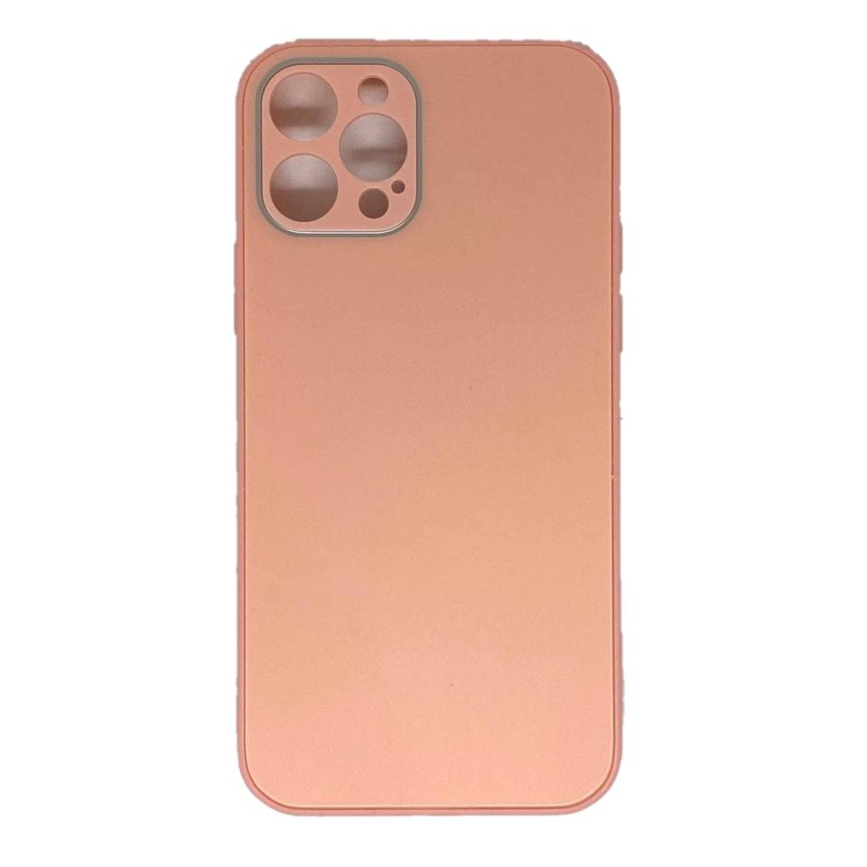Задняя накладка AKSS для iPhone 12 Pro (6.1), розовый, "имитация бархатное стекло"