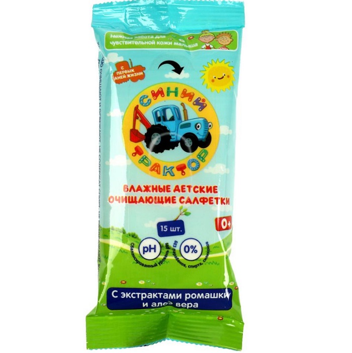 Влажные детские салфетки "Синий трактор" Умка 15 шт.