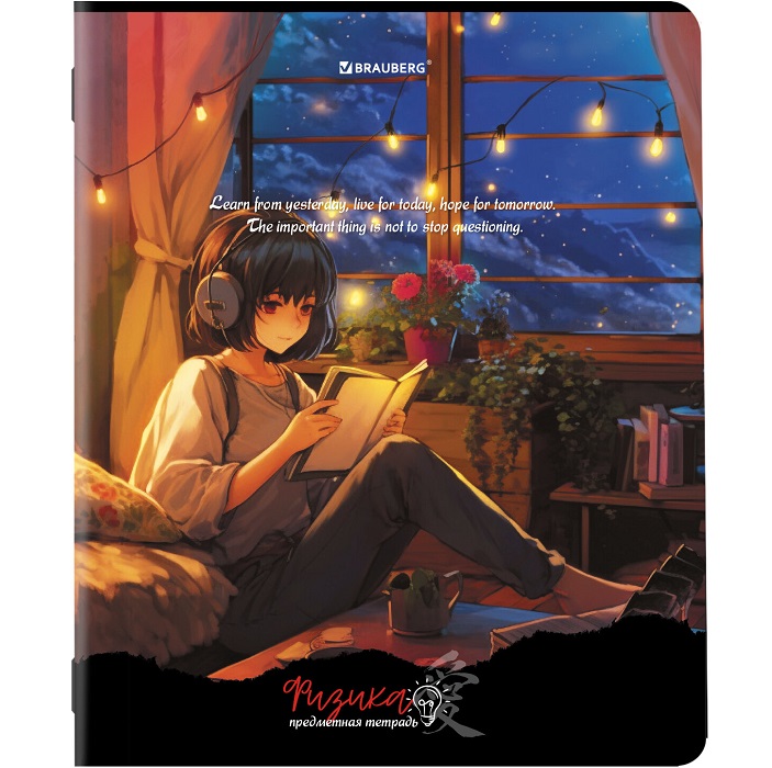 Тетрадь предметная ANIME GIRLS 48л, матовая ламинация, ФИЗИКА, клетка, подсказ, BRAUBERG, 404756
