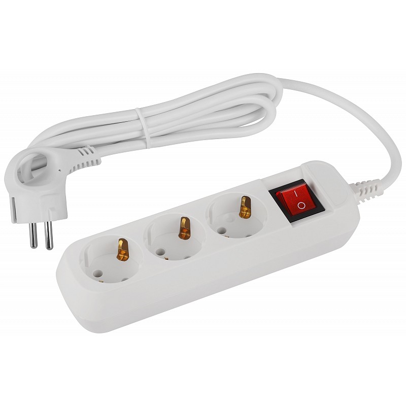 Сетевой удлинитель  1.5м ЭРА Greenline UDL-16-315-ES, белый, 3 розетки, с/з с выкл. ПВС 3x1мм2