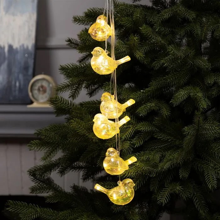 Гирлянда «Нить-грозди» 60 см "Птички", 30 LED, 4.5 В свечение тёплое белое