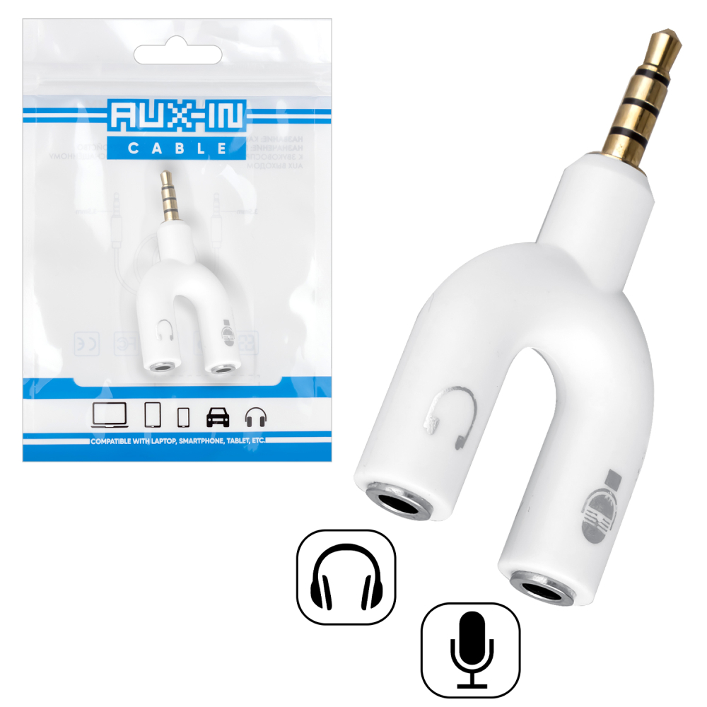 Переходник Jack 3.5 <--< 2*Jack 3.5 наушники и микрофон