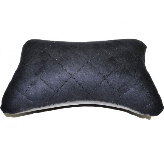 Подушка-косточка черная - ромб строчка, алькантара