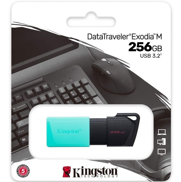 USB 256Gb Kingston DataTravele Exodia M чёрный/голубой 3.2