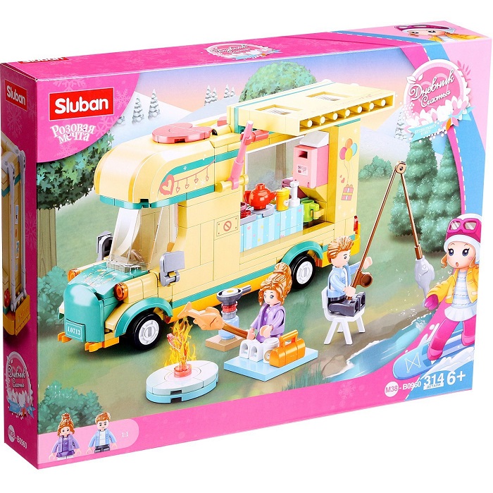 Конструктор SLUBAN Розовая мечта: «Дом на колесах», 314 деталей