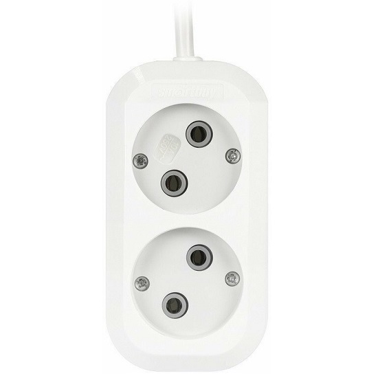 Сетевой удлинитель  2.0м SMARTBUY SBE-10-5-02-N, 5 розеток, 10А/2,2кВт без заземления ПВС 2х1,0