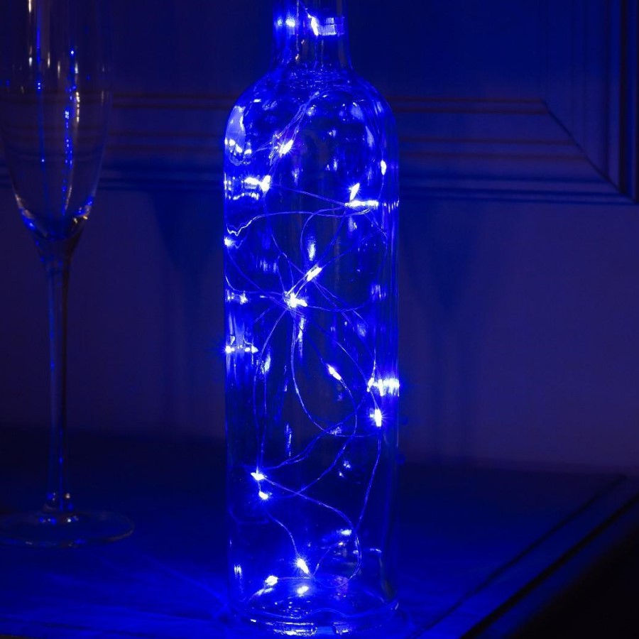 Гирлянда "Нить - Роса с пробкой" 2 м, свечение синее, LR44х3, IP20