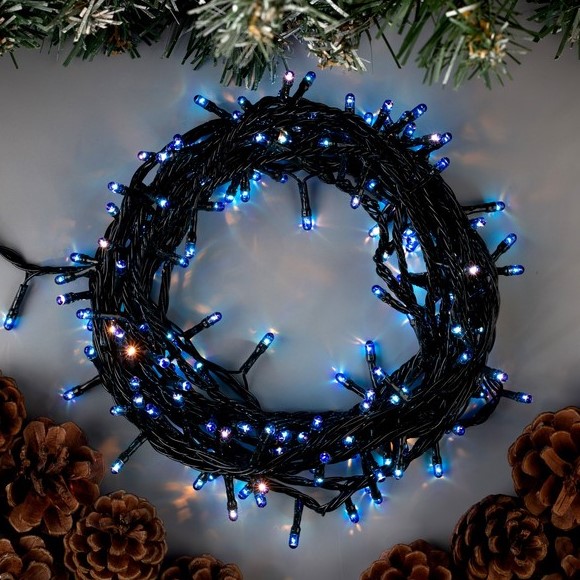 Гирлянда "Нить", 7 м, 180 ламп, 220V, 8 режимов, нить тёмная, свечение синее