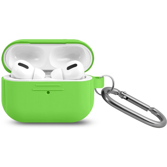 Силиконовый чехол ISA для AirPods Pro Hang Silicon Сase с карабином  LE green