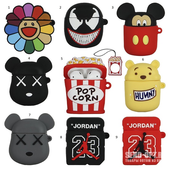 Силиконовый чехол SILICONE СASE для AirPods 1/2 мультяшки with ring