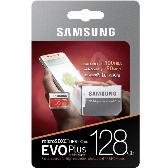 Micro SD 128Gb Samsung Class 10 Evo Plus UHS-I U3 (R/W 100/60 MB/s) с адаптером