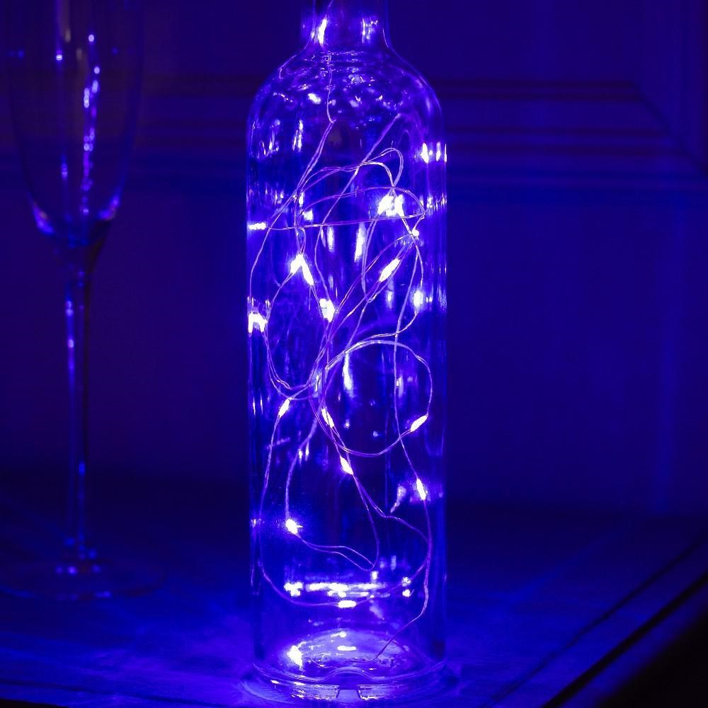 Гирлянда "Нить - Роса с пробкой" 2 м, свечение фиолетовое, LR44х3, IP20