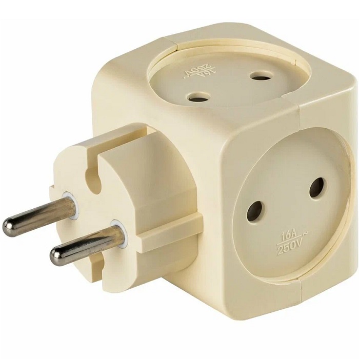 Сетевой разветвитель 4 гн. SMARTBUY б/з, 16А 250B, бежевый (SBE-16-A05i-4)