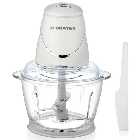 Чоппер-Измельчитель электрический BRAYER BR-1403 (500 Вт 1,0 л 2 скор. Стекло 4 ножа Колка льда)
