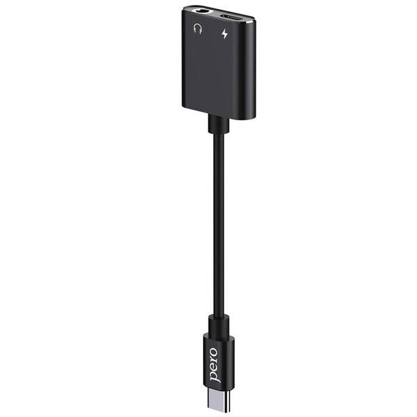 Переходник Jack 3.5 >--> Type-C/Type-C PERO AD10 черный