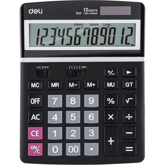 Калькулятор DELI E1631 черный 12-разр.