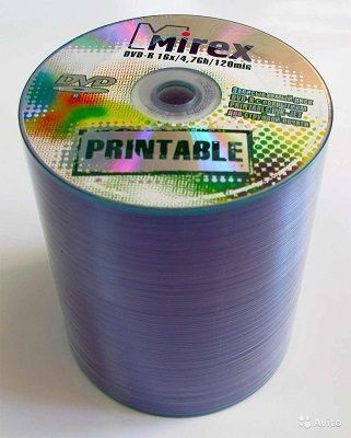 Диск DVD-R MIREX 4.7Gb 16x PRINT (полная заливка) (Bulk-100)