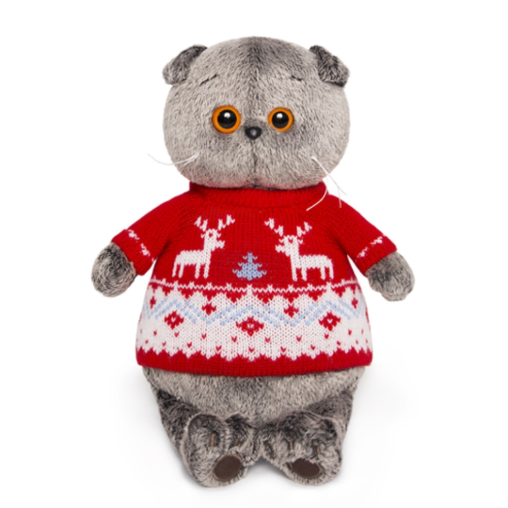 Мягкая игрушка Басик в свитере с оленями, 25 см (Ks25-089)