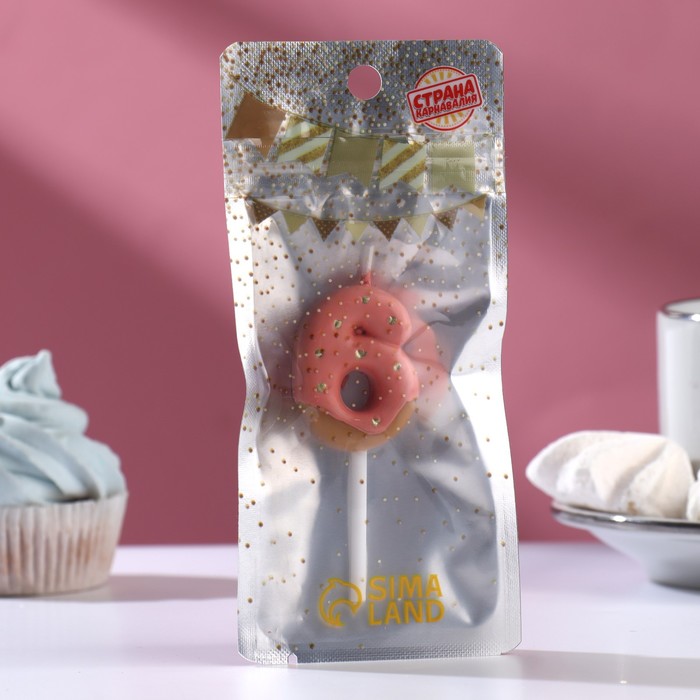 Свеча в торт "Клубничная глазурь", цифра "6", розовая   7003963