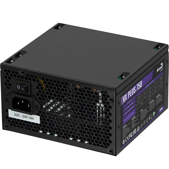 Блок питания 750W AEROCOOL  VX PLUS 750 RGB, 120мм, черный