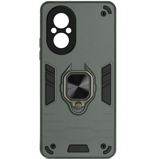 Силиконовый чехол DF для Realme C67 (4G) DF rmArmor-10 (dark green) с кольцом и метллической пластиной для магнитного держателя