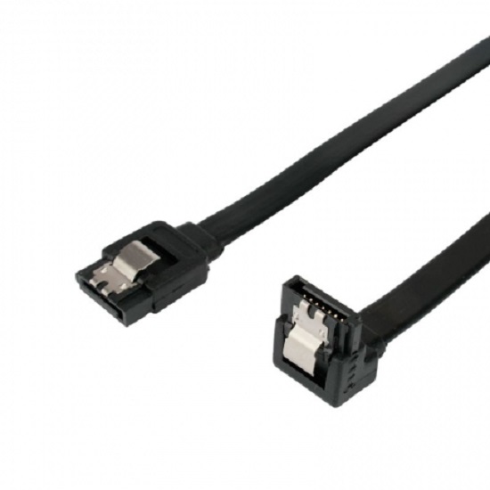 Кабель интерфейсный SATA III  0.5м Cablexpert CC-SATAM-DATA90-BL-50CM, 7pin/7pin, мет.защелка, угловой разъем, 50см, черный, пакет