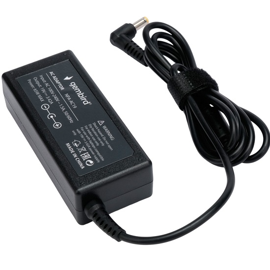 Блок питания Gembird для ноутбуков Asus, Toshiba NPA-AC19 19В/3,42А, 65Вт, штекер 5,5х2,5мм