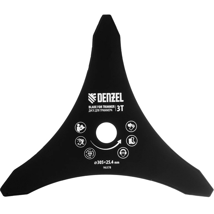 Диск для триммера DENZEL, 305 х 25,4 мм, толщина 1,6 мм, 3 лезвия