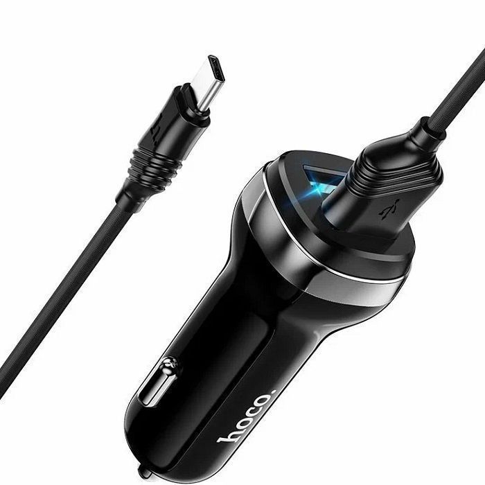 Авто ЗУ 2USB 2.4A HOCO Z40 Superior Lightnig, чёрный