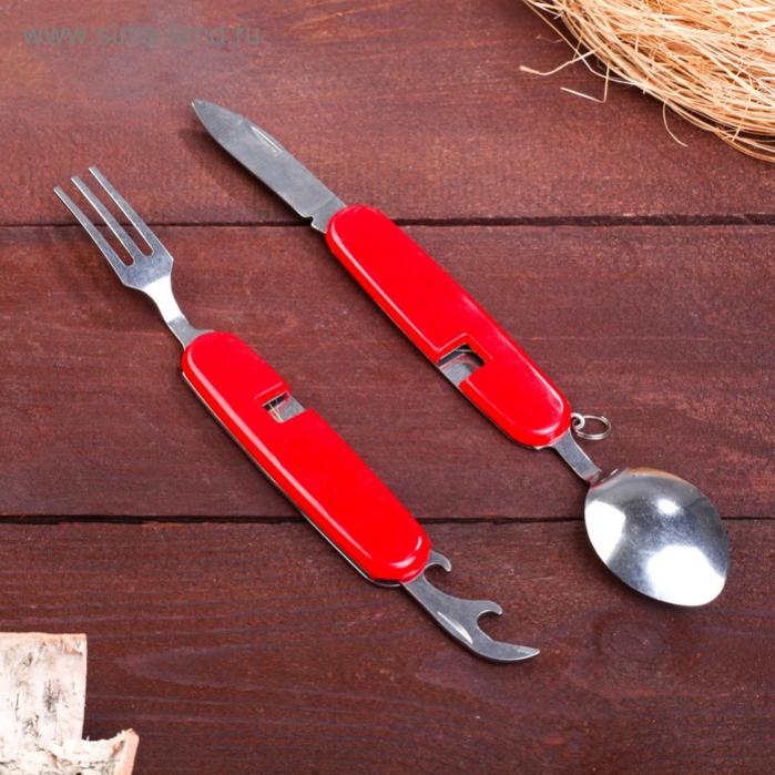 Набор туриста 4в1: нож, вилка, ложка, открывалка 243531