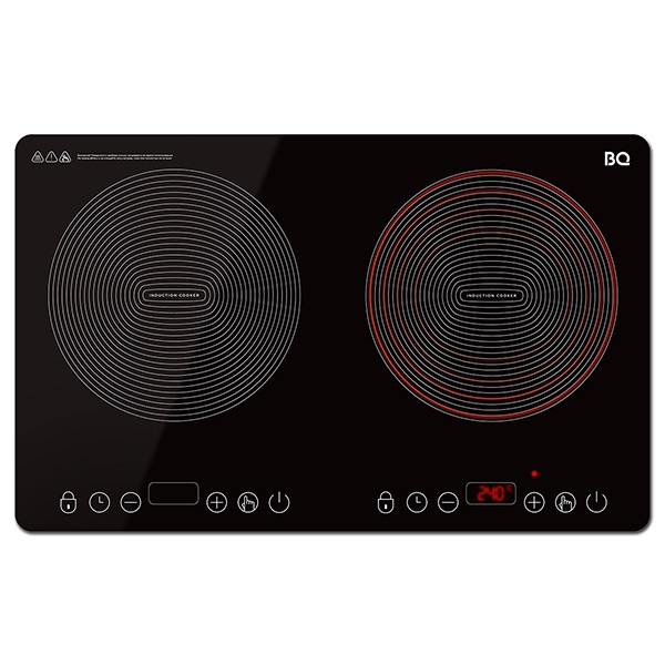 Индукционная плитка BQ HP105W Black-Silver, Мощность 3500 Вт (2000 Вт левая конфорка + 1500 Вт правая конфорка)
