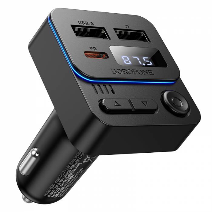 FM-модулятор BOROFONE BC60 (2USB + 1Type-C) Black
