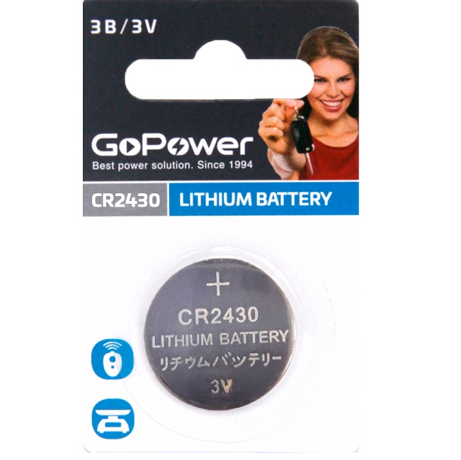 Элемент питания GoPower CR2430 BL-1 (1/40/2000)