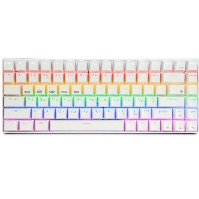 Клавиатура БП GEMBIRD KBW-G520L, белая, 84кл, Rainbow, синие свитчи