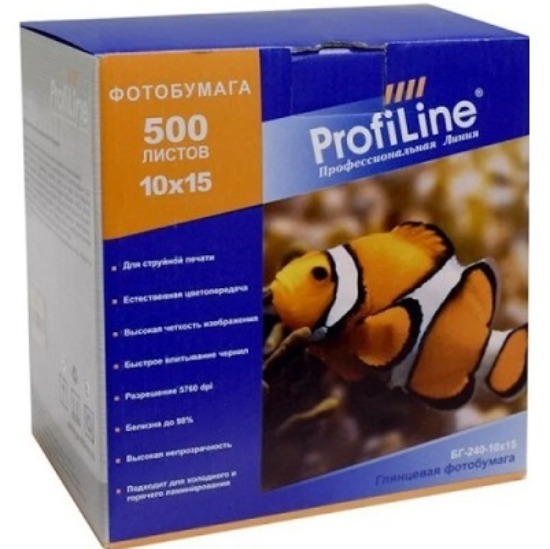 Фотобумага 10x15 ProfiLine БСПф60-500, глянцевая 240г/м2, 500л, 2880 dpi
