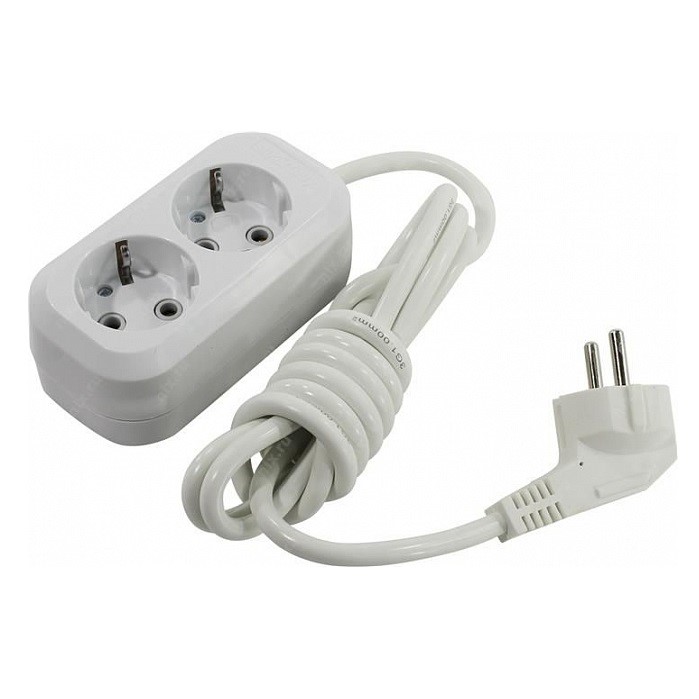 Сетевой удлинитель  2.0м SMARTBUY (SBE-16-2-02-Z) 2 розетки, с/з, белый