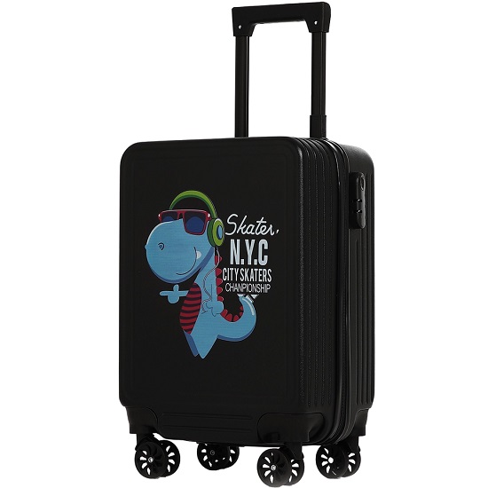 Чемодан детский 32 л (S), отдел на молнии, 4 колеса, цвет чёрный