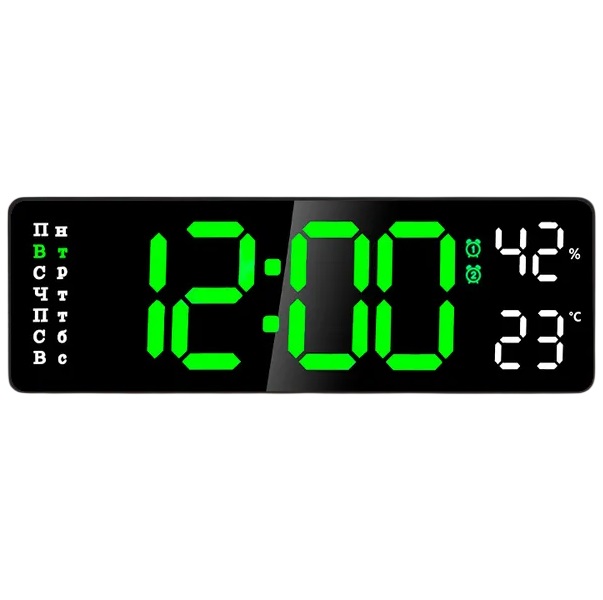 Часы настенные электронные большой дисплей будильник,температура прямоугольные TIMELAB 7.5*23 см