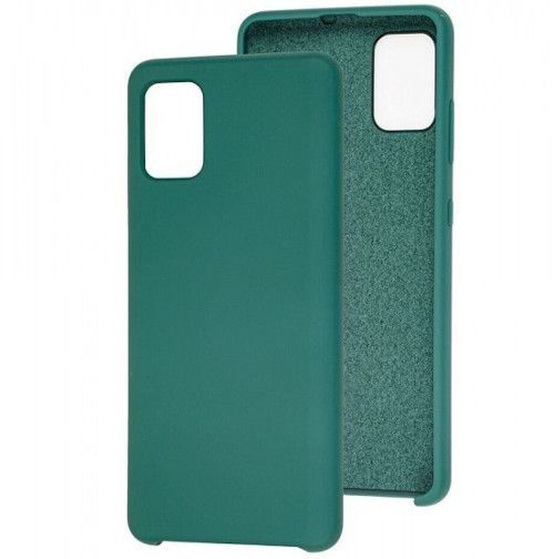 Задняя накладка SILICONE COVER для Samsung A51 темно-зелёная