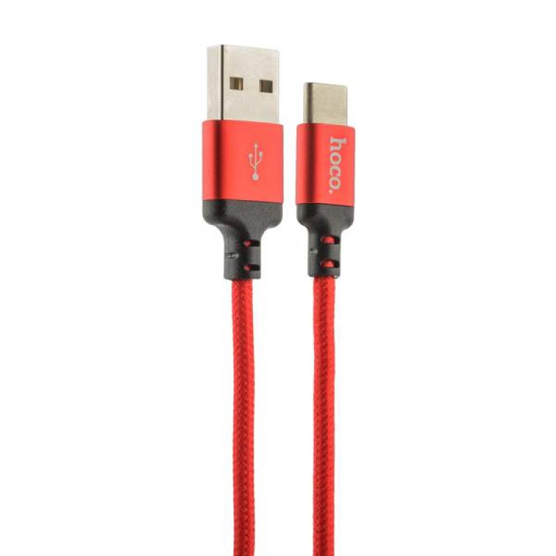 Кабель USB <--> Type-C  1.0м HOCO X Series X-14 в переплёте, красный