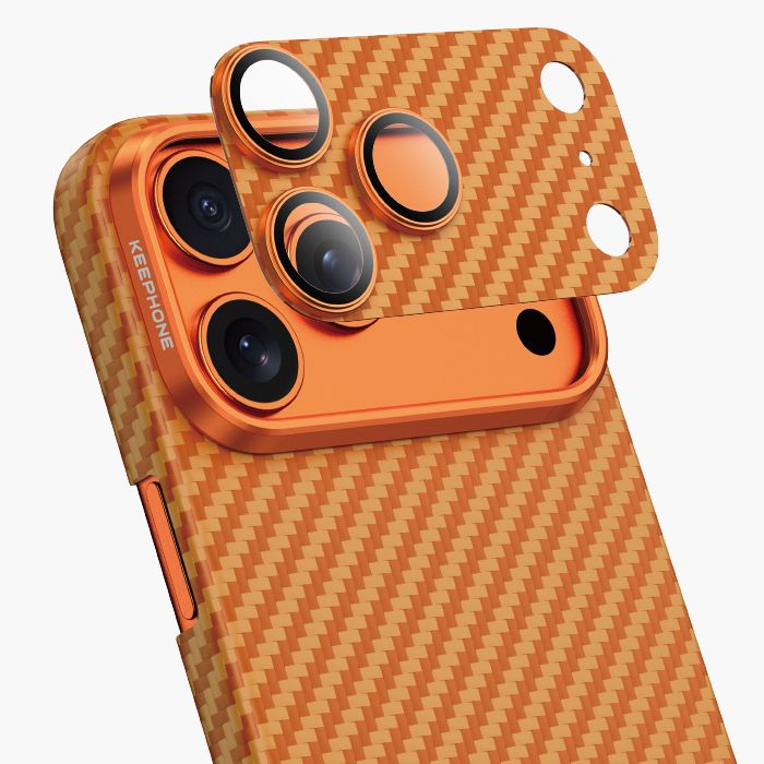 Противоударное стекло для камеры KEEPHONE KEVILAR LENS для iPhone 17 Pro, Coral Orange