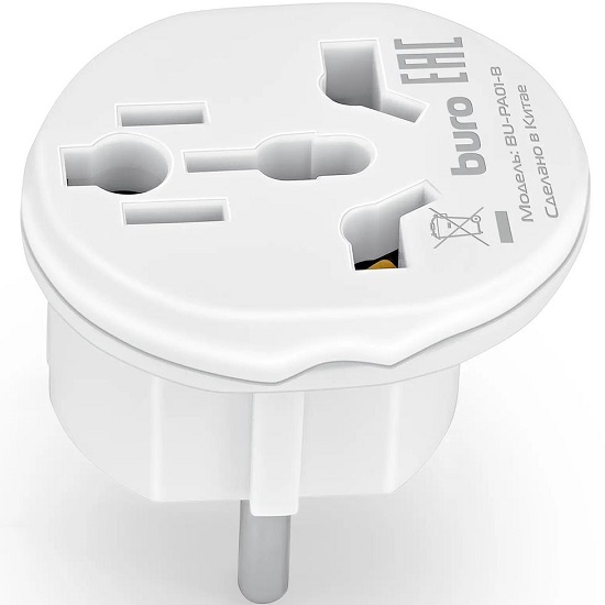 Переходник Buro BU-PA01-W (1 розетка) белый