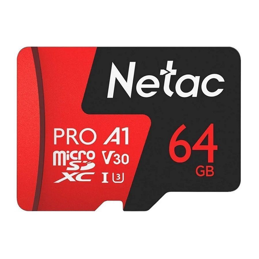 MicroSD 64GB Netac P500 Extreme Pro Class 10 UHS-I A1 V30 (100 Mb/s) без адаптера