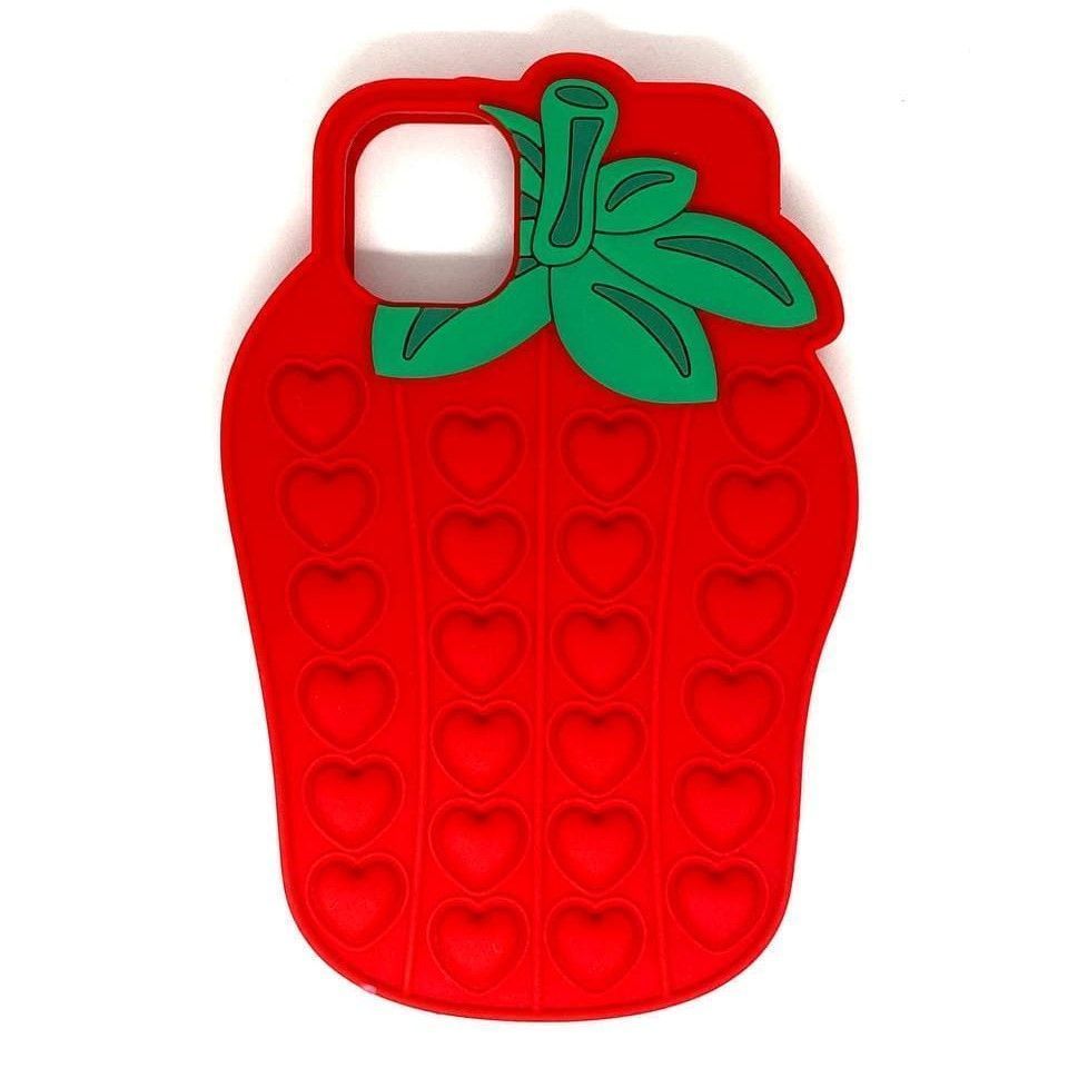Задняя накладка NONAME для iPhone 11 Popit в форме клубники, (красная)