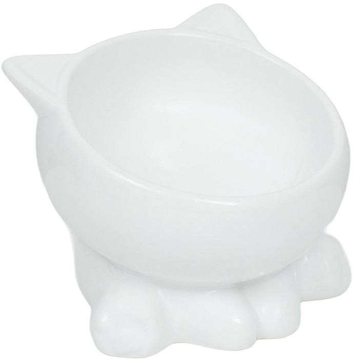 Миска керамическая "Киса" на подставке-лапках 200 мл  13 х 12 х 8 см, белая   9942200