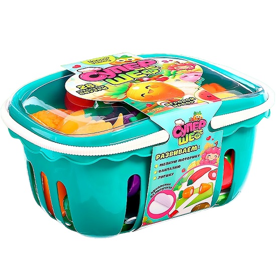 Игровой набор продуктов «Супершеф», с посудой, в корзине, на липучках, 28 пр 10720209