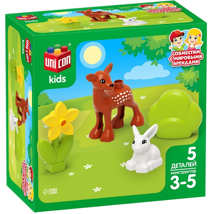 Конструктор UNICON Оленёнок и зайка, 5 деталей