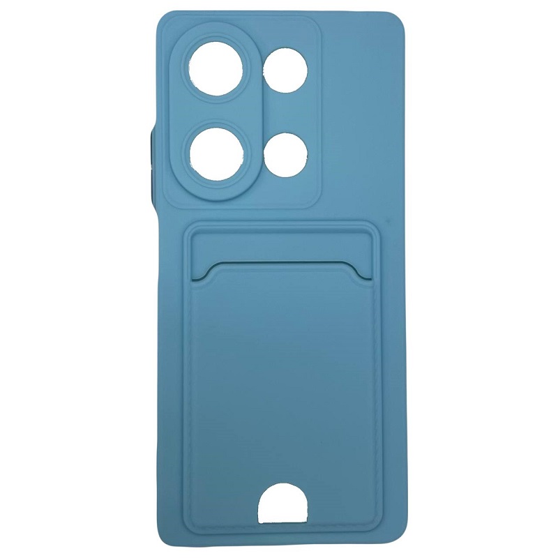 Силиконовый чехол BUTTON для Xiaomi Redmi NOTE 13 PRO (4G)/POCO M6 PRO (4G) голубой с карманом для пластиковых карт
