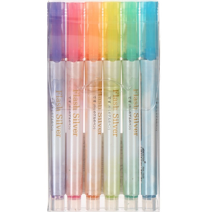 Набор маркеров текстовыделителей 6 цветов, с блестками   7619185